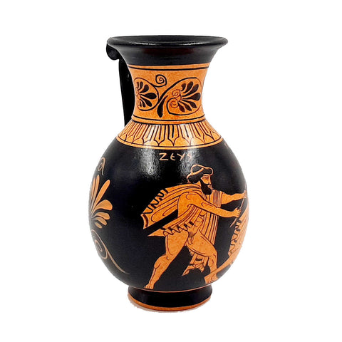 Ancient Greek Olpe 16cm,Red Figure Pottery,God Zeus with Ganymede