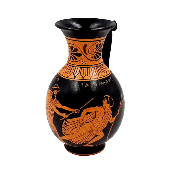 Ancient Greek Olpe 16cm,Red Figure Pottery,God Zeus with Ganymede