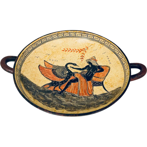 Ancient Greek Pottery, Kylix 26cm ,God Zeus as swan seduces Leda