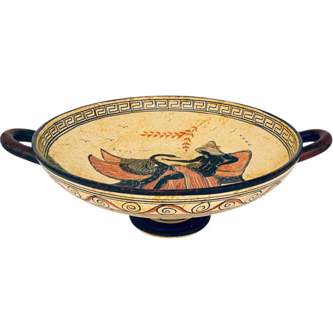 Ancient Greek Pottery, Kylix 26cm ,God Zeus as swan seduces Leda