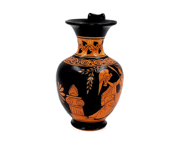 Ancient Greek Vase 13cm,Red Figure Oinochoe,Showing Goddess Athena