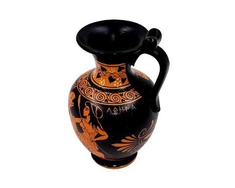Ancient Greek Vase 13cm,Red Figure Oinochoe,Showing Goddess Athena