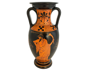 Vase grec antique 26 cm, Amphore à figures rouges, Goddes Aphrodite, Dieu Dionysos