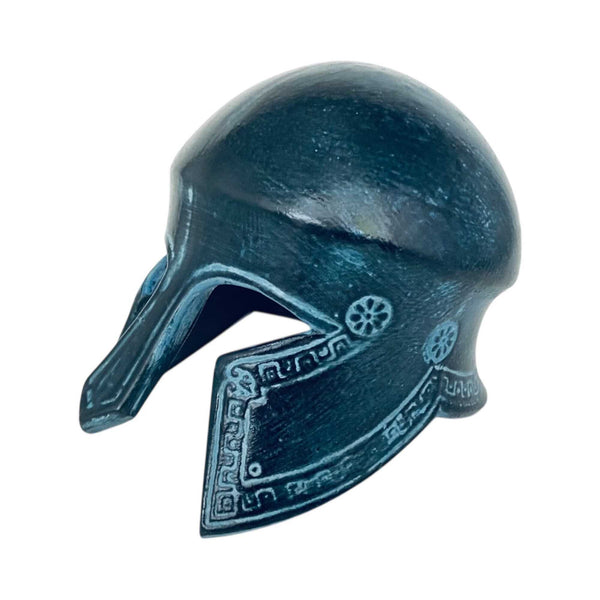 Ancient Greek warrior Helmet ,Museum mini ceramic replica,Blue patina