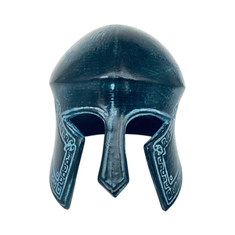 Ancient Greek warrior Helmet ,Museum mini ceramic replica,Blue patina