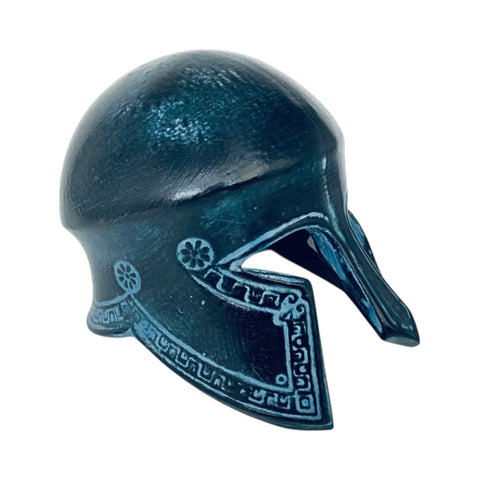 Ancient Greek warrior Helmet ,Museum mini ceramic replica,Blue patina