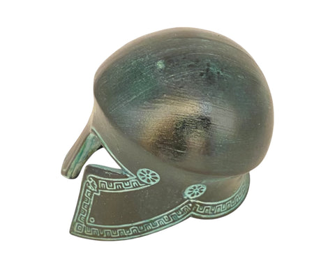 Ancient Greek warrior Helmet ,Museum mini ceramic replica 9,5cm,Green patina