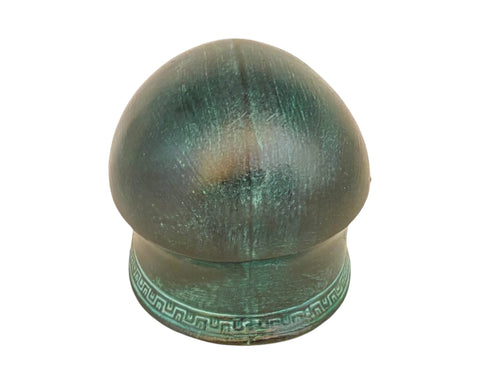 Ancient Greek warrior Helmet ,Museum mini ceramic replica 9,5cm,Green patina