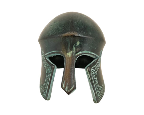 Ancient Greek warrior Helmet ,Museum mini ceramic replica 9,5cm,Green patina