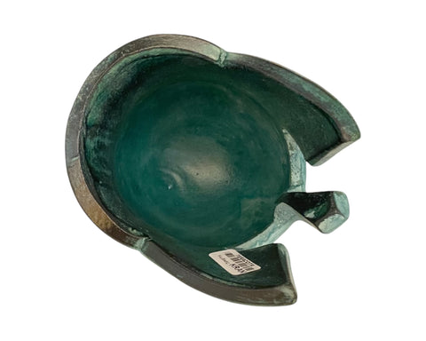 Ancient Greek warrior Helmet ,Museum mini ceramic replica 9,5cm,Green patina