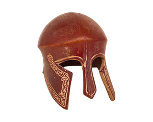 Ancient Greek warrior Helmet ,Museum mini ceramic replica,Red patina