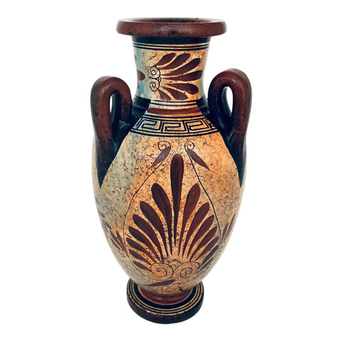 Amphore grecque antique 22 cm, multicolore, montre Europe avec le taureau et la déesse Nike