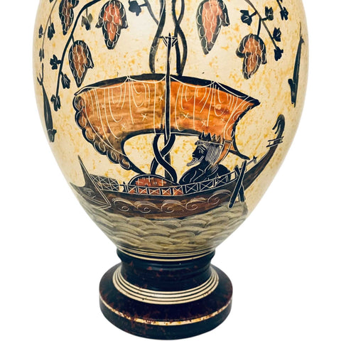 Vase amphore grecque antique 31 cm, Dieu Dionysos, Poséidon
