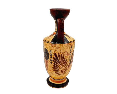 Ancient Greek Vase, Lekythos 17cm,Shows God 3 Olympian Gods - ifigeneiaceramics