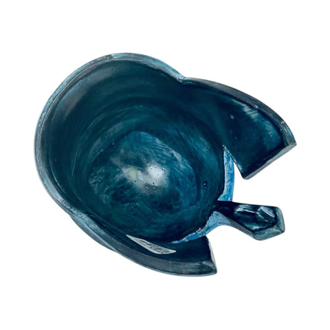 Ancient Greek warrior Helmet ,Museum mini ceramic replica,Blue patina