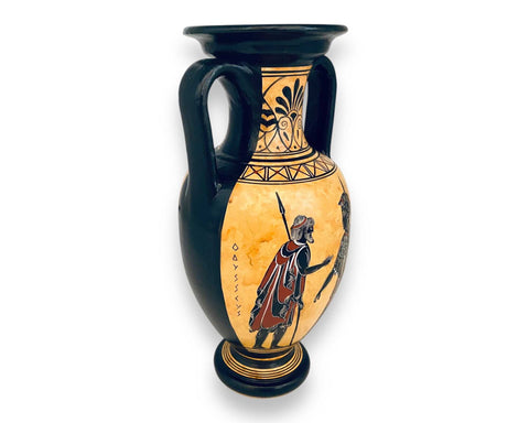 Athena and odysseus,Sisyphus, Amphora Vase 26cm,Black figure Pottery