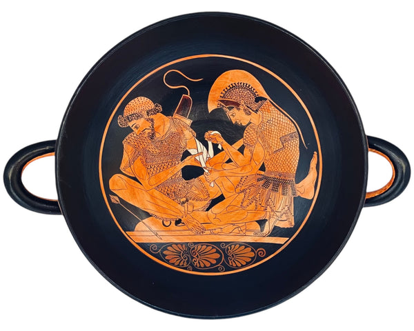 Attic Red-figure kylix 32cm Diameter,Shows Achilles Binds Patroclus,Museum Replicas