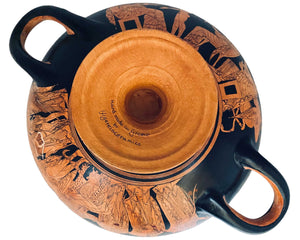 Poterie à figures rouges Kylix 35 cm de diamètre, montre Achille lie Patrocle, répliques de musée