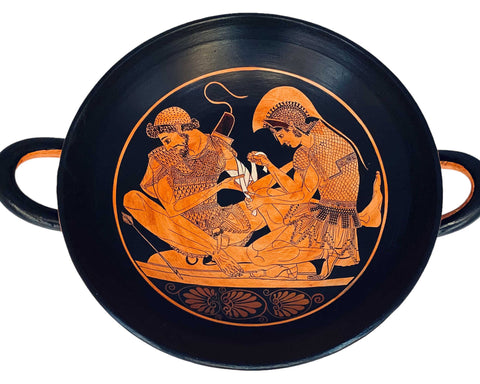 Red figure Pottery  kylix 35cm Diameter,Shows Achilles Binds Patroclus,Museum Replicas