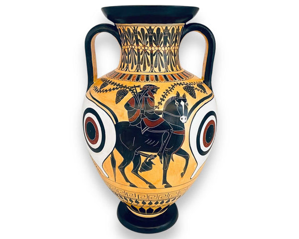 Black figure Pottery,Replicas Amphora 31cm,Hephaestos brought back to Olympos by Dionysos