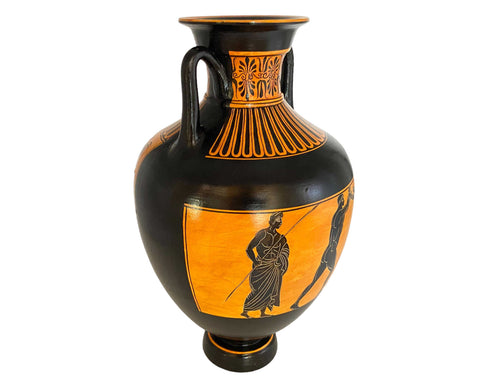 Amphore panathénaïque à figure noire 32 cm, Déesse Athéna et scène de boxe