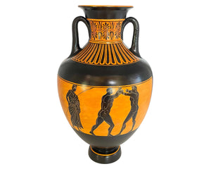 Amphore panathénaïque à figure noire 32 cm, Déesse Athéna et scène de boxe