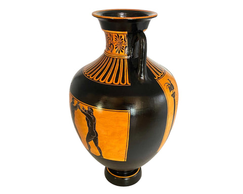Black figure Panathenaic Amphora 32cm,Goddess Athena and Boxing Scence
