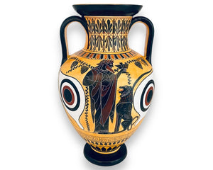 Black figure Pottery,Replicas Amphora 31cm,Hephaestos brought back to Olympos by Dionysos