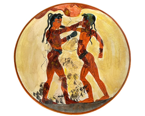 Ceramic plate 24cm ,Boxers Fresco's Copy from Santorini