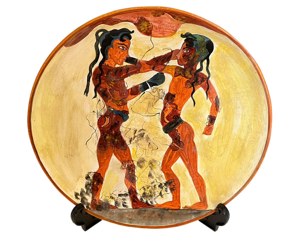 Ceramic plate 24cm ,Boxers Fresco's Copy from Santorini