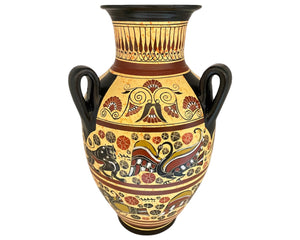 Corinthian Art Pottery Vase, Amphora with 3 handles 31cm