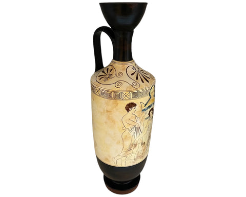 Attic white ground lekythos 41cm,Dead warrior 430B.C. Museum Replicas