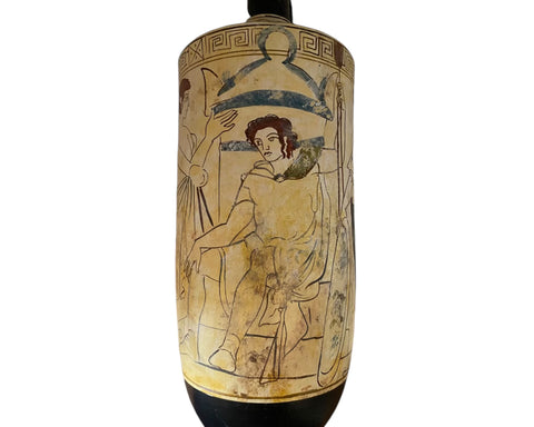 Attic white ground lekythos 41cm,Dead warrior 430B.C. Museum Replicas