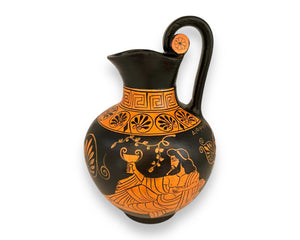 God Dionysus,Hermes with Semele,Greek Rhodian Oinochoe 24cm,Red figure pottery