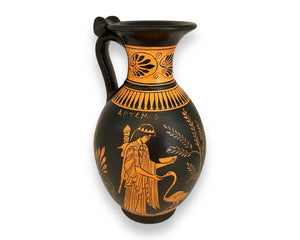 Goddes Artemis, Oedipus with Sphinx,Ancient Greek Vase 22cm,Red figure Jug