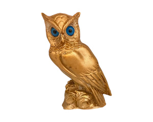 Goddess Athena's Owl Statue with Bronze patina Sculpture Cast 16,5cm