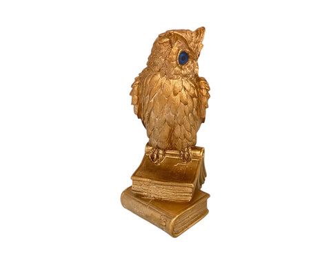 Ancient Greek Statue – Athena’s Owl on Books – Bronze Patina Plaster Replica