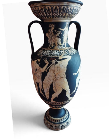 Greek Amphora Vase 60cm – Arming of Hector, Priam & Hecuba – White-Figure Pottery - ifigeneiaceramics