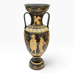 Vase grec amphore 43 cm, multicolore, Dieu Dionysos avec satyres