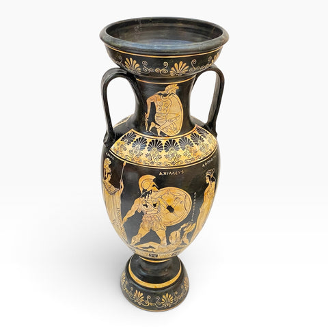 Vase grec amphore 43 cm, multicolore, Dieu Dionysos avec satyres