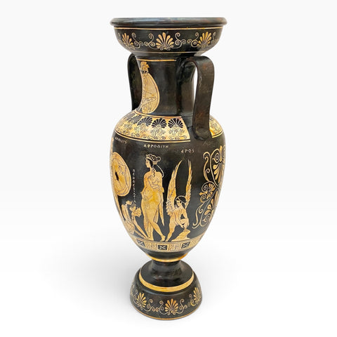 Vase grec amphore 43 cm, multicolore, Dieu Dionysos avec satyres
