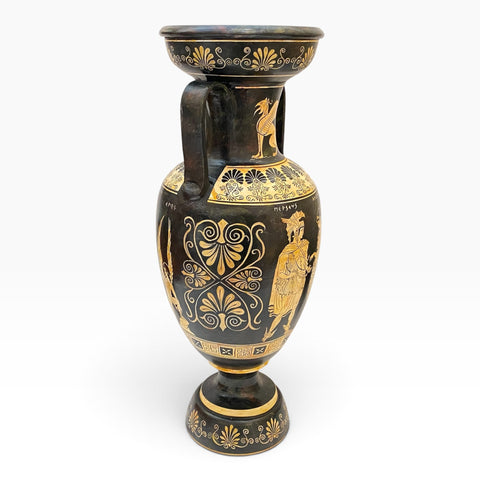 Vase grec amphore 43 cm, multicolore, Dieu Dionysos avec satyres