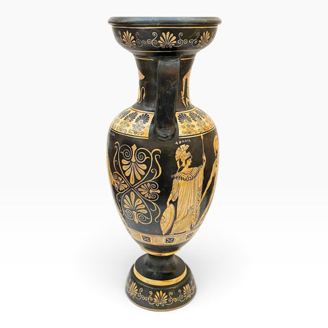 Vase grec amphore 43 cm, multicolore, Dieu Dionysos avec satyres