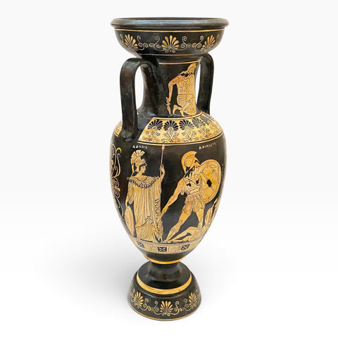 Vase grec amphore 43 cm, multicolore, Dieu Dionysos avec satyres