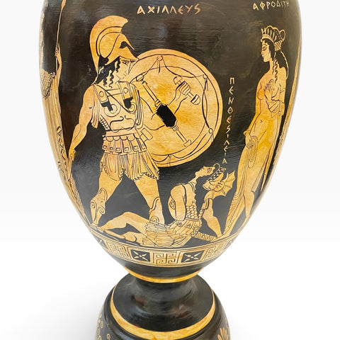 Vase grec amphore 43 cm, multicolore, Dieu Dionysos avec satyres