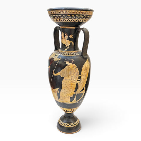 Greek Amphora Vase 80cm – Eros & Demeter Triptolemos – White-Figure Ceramic Art - ifigeneiaceramics