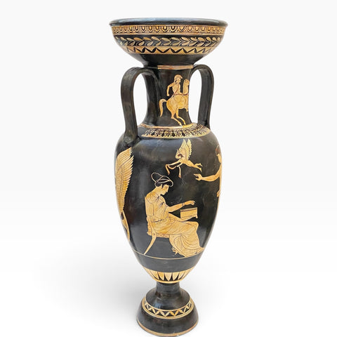 Greek Amphora Vase 80cm – Eros & Demeter Triptolemos – White-Figure Ceramic Art - ifigeneiaceramics