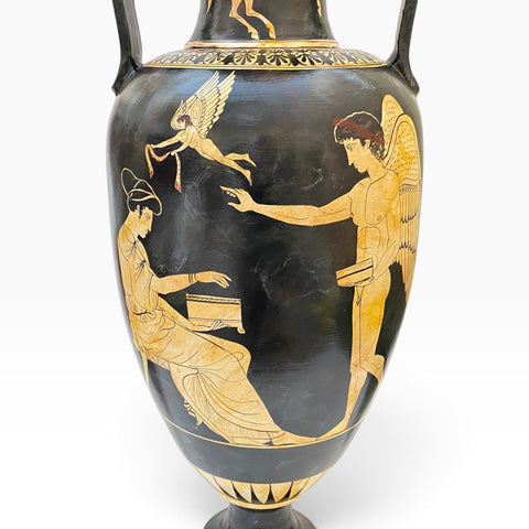 Greek Amphora Vase 80cm – Eros & Demeter Triptolemos – White-Figure Ceramic Art - ifigeneiaceramics