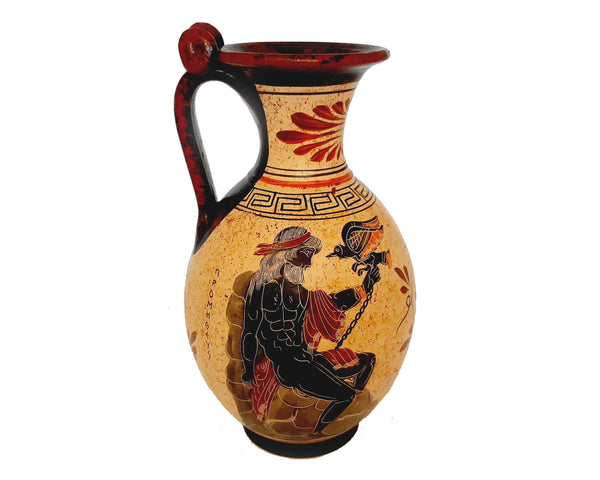 Greek Pottery Vase 22cm ,Prometheus with Eagle,Goddess Artemis
