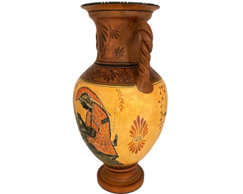 Greek Pottery Vase Amphora 36cm,Showing Achilles and Patroclus - ifigeneiaceramics